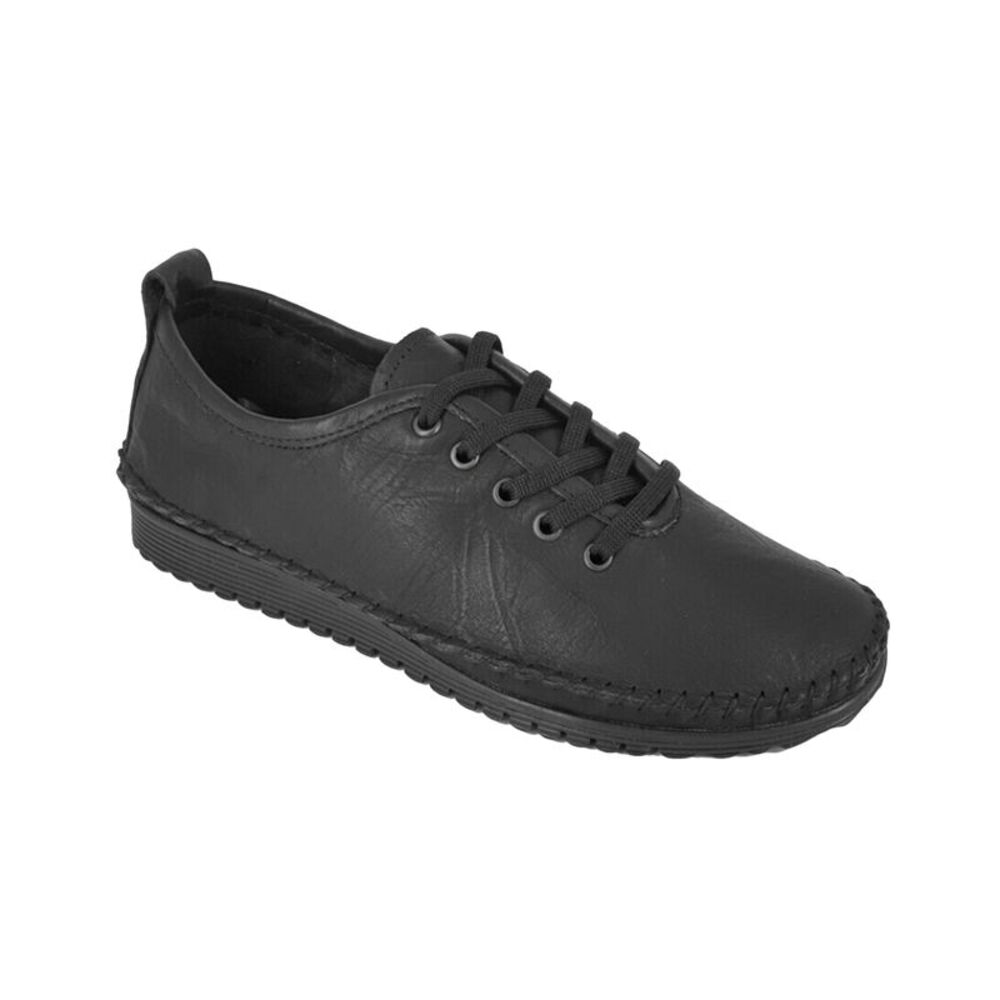 Mod Comfys Womens/Ladies Flexi Softie Leather Sneakers / Black